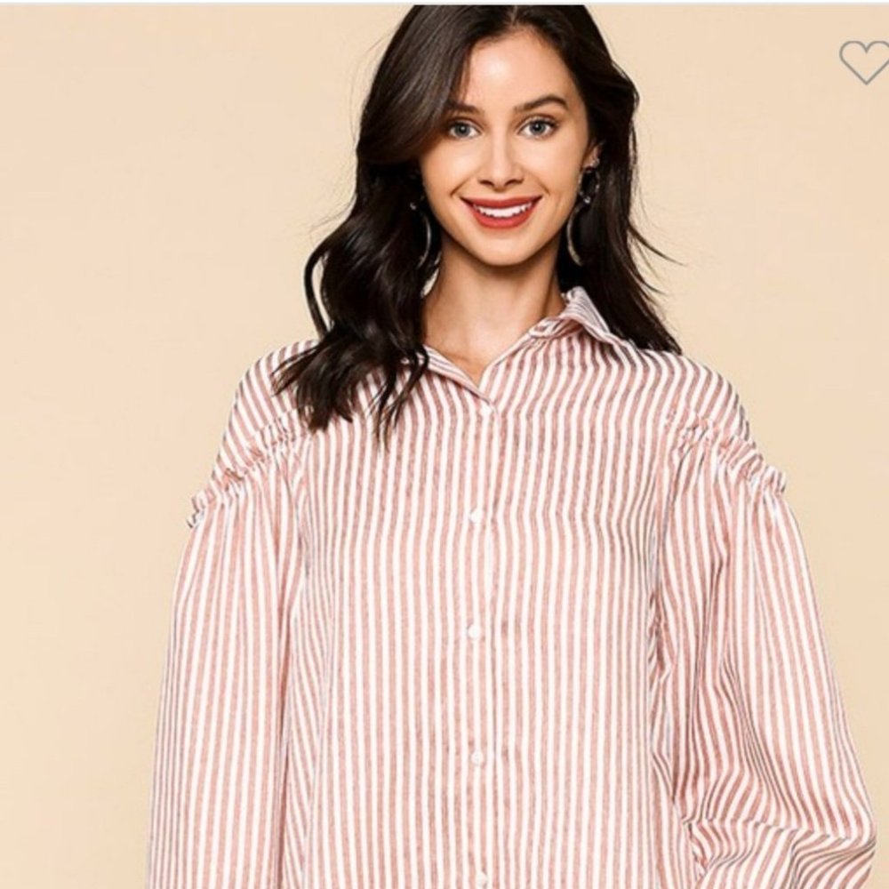 Dusty Rose Striped Button Down Shirt